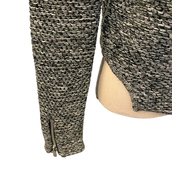 Maje Paris Salt & Pepper Wool Blend Zip Front Crop Back Cardigan Jacket (S) - Picture 4 of 14